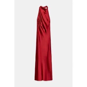ZARA LONG SATIN HALTER DRESS